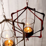 Maxbell Iron Ceiling Chandelier 3D Geometric Candle Holder Hanging Candlestick  E - Red