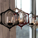 Maxbell Iron Ceiling Chandelier 3D Geometric Candle Holder Hanging Candlestick  E - Red