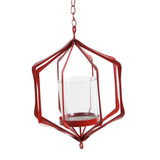 Maxbell Iron Ceiling Chandelier 3D Geometric Candle Holder Hanging Candlestick  E - Red