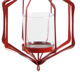 Maxbell Iron Ceiling Chandelier 3D Geometric Candle Holder Hanging Candlestick  E - Red