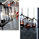 Maxbell Iron Ceiling Chandelier 3D Geometric Candle Holder Hanging Candlestick  E - Red