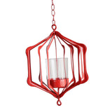 Maxbell Iron Ceiling Chandelier 3D Geometric Candle Holder Hanging Candlestick  F - Red