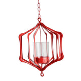Maxbell Iron Ceiling Chandelier 3D Geometric Candle Holder Hanging Candlestick  F - Red