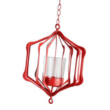Maxbell Iron Ceiling Chandelier 3D Geometric Candle Holder Hanging Candlestick  F - Red