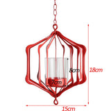 Maxbell Iron Ceiling Chandelier 3D Geometric Candle Holder Hanging Candlestick  F - Red