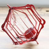 Maxbell Iron Ceiling Chandelier 3D Geometric Candle Holder Hanging Candlestick  F - Red