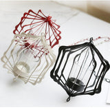 Maxbell Iron Ceiling Chandelier 3D Geometric Candle Holder Hanging Candlestick  F - Red