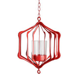 Maxbell Iron Ceiling Chandelier 3D Geometric Candle Holder Hanging Candlestick  F - Red