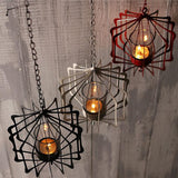 Maxbell Iron Ceiling Chandelier 3D Geometric Candle Holder Hanging Candlestick  F - Red