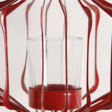 Maxbell Iron Ceiling Chandelier 3D Geometric Candle Holder Hanging Candlestick  F - Red