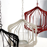 Maxbell Iron Ceiling Chandelier 3D Geometric Candle Holder Hanging Candlestick  F - Red