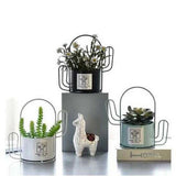 Maxbell Nordic Style Cactus Shape Iron Flower Vase Minimalist Home Decor Light Blue