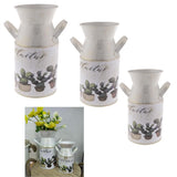 Cute Farmhouse Style Painting Metal FlowerVase Flower Pitcher Size M