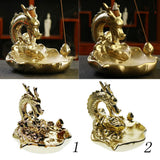 Max Dragon Incense Burners Smoke Backflow Cone Censer Stick Holder Bright Gold