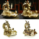 Max Dragon Incense Burners Smoke Backflow Cone Censer Stick Holder Bright Gold
