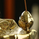Max Dragon Incense Burners Smoke Backflow Cone Censer Stick Holder Bright Gold