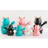 Max 3D Abstract Lucky Cat Sculpture Geometric Resin Animal Statue Decor Pink S