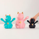 Max 3D Abstract Lucky Cat Sculpture Geometric Resin Animal Statue Decor Pink S