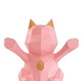 Max 3D Abstract Lucky Cat Sculpture Geometric Resin Animal Statue Decor Pink S