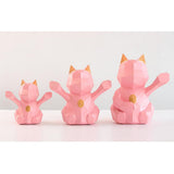 Max 3D Abstract Lucky Cat Sculpture Geometric Resin Animal Statue Decor Pink S