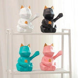 Max 3D Abstract Lucky Cat Sculpture Geometric Resin Animal Statue Decor Pink S