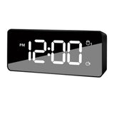 Dual USB Digital LED Clock Snooze Timer Mirror Alarm Clock Bedside Time Black