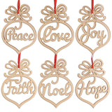 6pcs Wooden Hollowed Pendants Christmas Tree Hanging Ornaments Style A