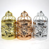 Electroplated Metal Birdcage Shape Tea Light Candle Holder A-Gold