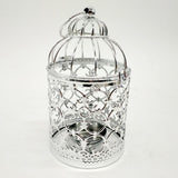 Electroplated Metal Birdcage Shape Tea Light Candle Holder A-Silver
