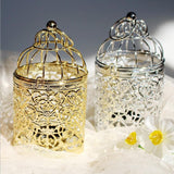 Max Electroplated Metal Birdcage Shape Tea Light Candle Holder B-Gold - Aladdin Shoppers