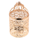 Electroplated Metal Birdcage Shape Tea Light Candle Holder B-Rose Gold