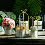 Maxbell Wrought Iron Geometric Hanging Succulent Air Plants Triangle Flower Rack Black_M
