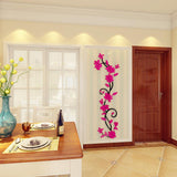 Maxbell Vine Flowers 3D Wall Sticker home wall decor DIY Decal Removable Red