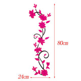 Maxbell Vine Flowers 3D Wall Sticker home wall decor DIY Decal Removable Red