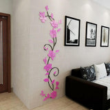 Maxbell Vine Flowers 3D Wall Sticker home wall decor DIY Decal Removable Pink