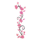Maxbell Vine Flowers 3D Wall Sticker home wall decor DIY Decal Removable Pink