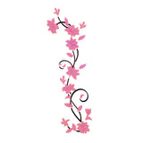 Maxbell Vine Flowers 3D Wall Sticker home wall decor DIY Decal Removable Pink