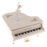 Ballet Girl Dancing Lifelike Piano Music Box Mini Decorative Ornament, White, 23.5x24.5x13.5cm