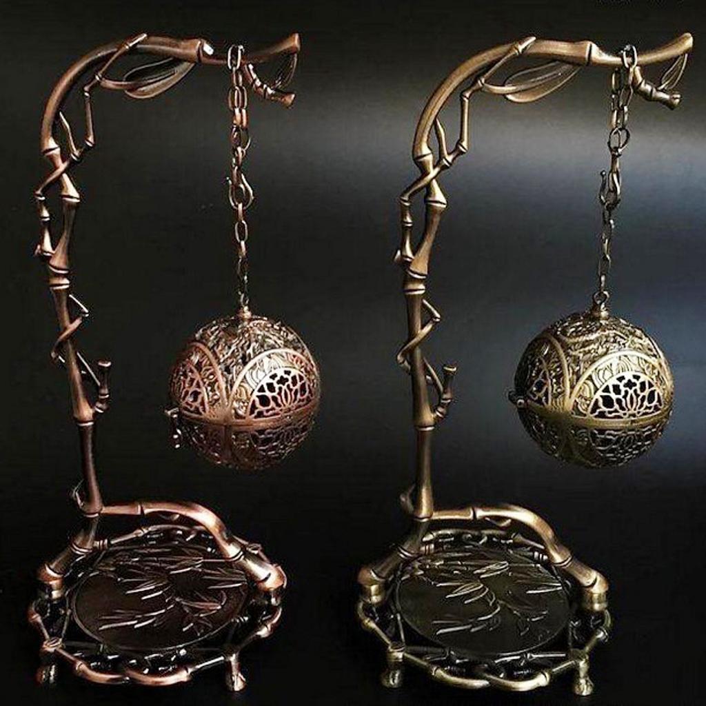 Alloy Dragon Ball Bamboo Hanging Backflow Incense Burner Chinese~Bronze