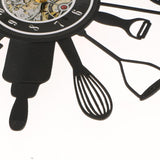 Decorative Battery Operated Vinyl Wall Clock for Bedroom Kitchen Utensils