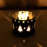 Max Maxb Christmas Iron Hollow  Candle Holders Xmas Candlestick Decoration Black Xmas Tree
