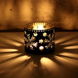 Max Maxb Christmas Iron Hollow  Candle Holders Xmas Candlestick Decoration Black Snowflake