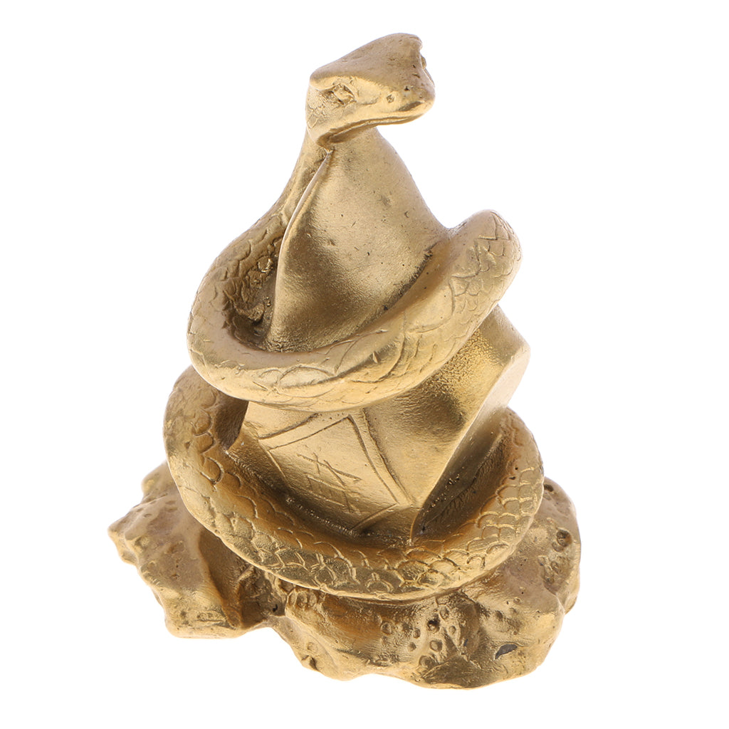 Brass Chinese 12 Zodiac Animal Statue Sculpture Ornament Luck Charm Snake