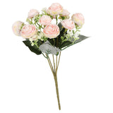 10 Heads Artificial Camellia Rose For Wedding Table Decor Light Pink