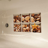 Max 6pcs 13x13cm 3D Effect Anti Slip Waterproof Bathtub Sticker Pebble (Brown) - Aladdin Shoppers