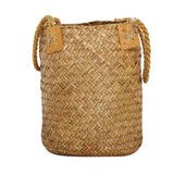 Max Natural Grass Woven Rattan Wicker Basket Garden Flower Pot Holder Yellow S