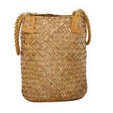Max Natural Grass Woven Rattan Wicker Basket Garden Flower Pot Holder Yellow S