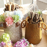Max Natural Grass Woven Rattan Wicker Basket Garden Flower Pot Holder Yellow S