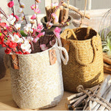 Max Natural Grass Woven Rattan Wicker Basket Garden Flower Pot Holder Yellow S
