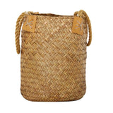 Max Natural Grass Woven Rattan Wicker Basket Garden Flower Pot Holder Yellow S